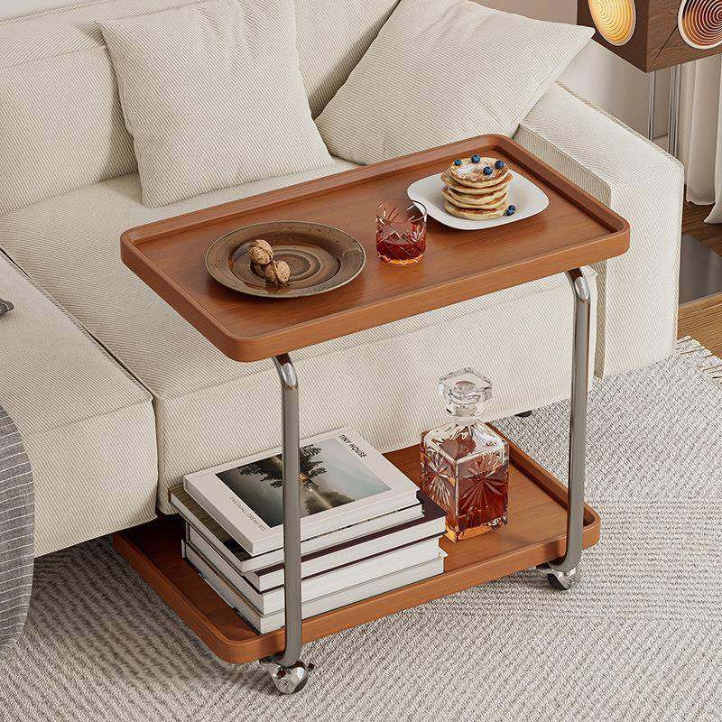 实木边北欧客沙发铁厅艺几角几可移动小推车创置物架卧室意床头柜