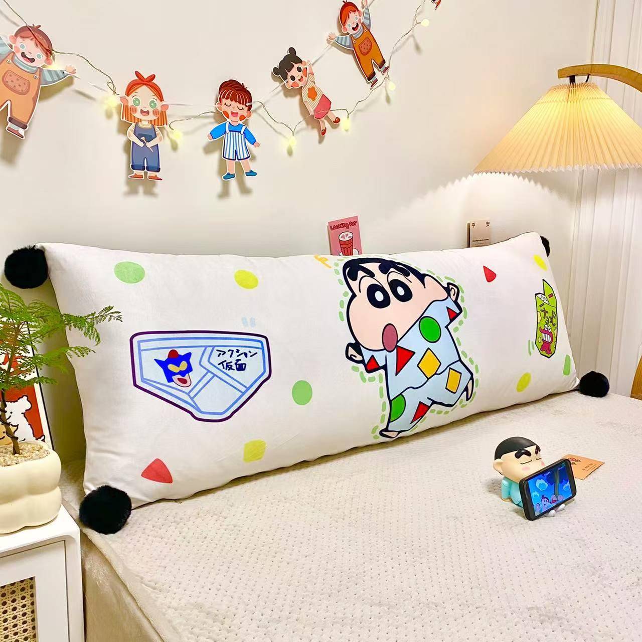 可动爱卡通蜡靠笔小新童床头漫QCB垫儿卧室靠枕睡觉抱枕大靠背沙