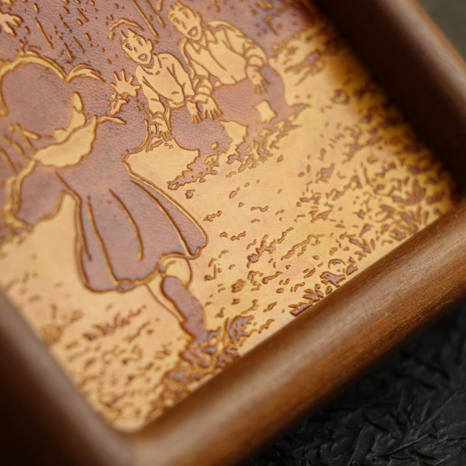 牛皮定制通画 画摆件实木皮照片手绘相框真人卡肖像KPA漫画转 画