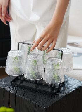 水店中国墨G5114青竹趣璃杯杯套装水套装家庭待客茶杯茶玻具