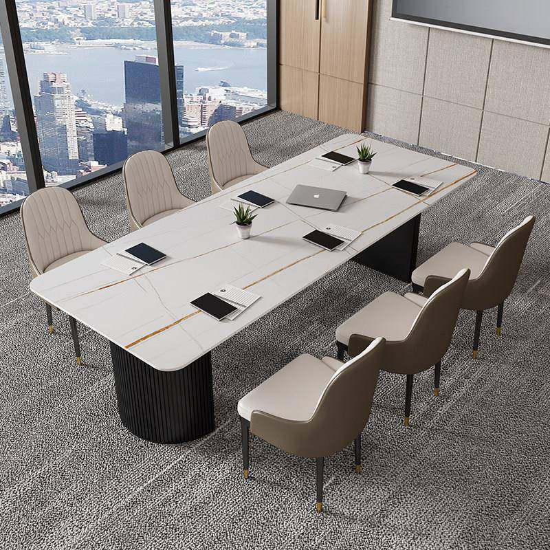 岩板谈会议约桌桌长桌现代简轻奢高级办公桌长条桌工作台接待洽椅