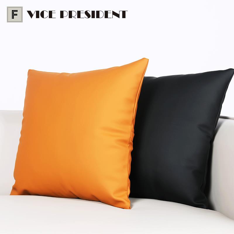 纳帕靠napa生态皮仿F900真皮轻奢抱枕客厅沙发腰枕样间牛板皮垫汽