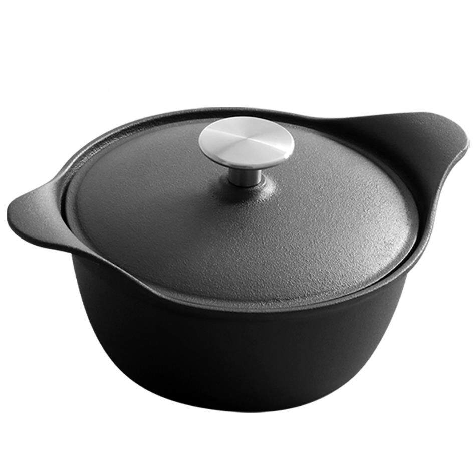 铁炖锅汤小奶锅家用宝宝辅食锅铸面C6318无涂层燃气电磁炉煮20锅c