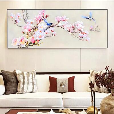 式玉花鸟砖石画 兰画025新款客厅大气花开 富贵满钻十字绣2喜5483