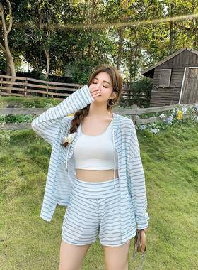 莉姿家大码泳衣女分2305运国动三件套遮肚显n瘦胖mm200斤韩is体泳