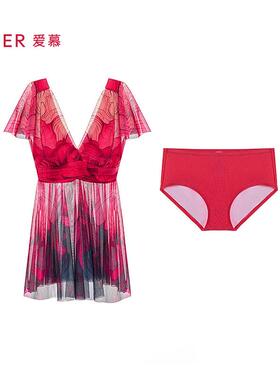 AIME花AM67A902R25夏泳装女士海边沙滩裙式两件式平角泳A衣M6颜7A