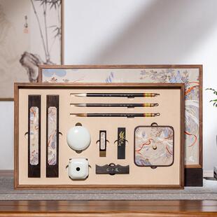 张小凤百鸟朝凤女生文法房宝套装毛笔砚台墨张小凤条笔搁镇尺四笔