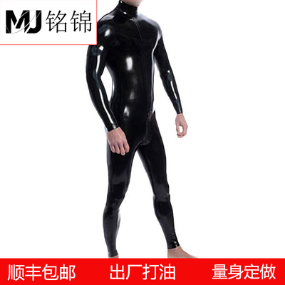 乳胶衣男乳胶紧身衣连体衣双肩拉链后开拉链latex catsuit 可改款