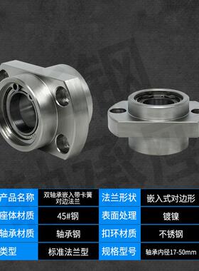 RHD双轴嵌入带卡簧对边法兰组件带座轴承BGCZ BFU52固定轴承座50