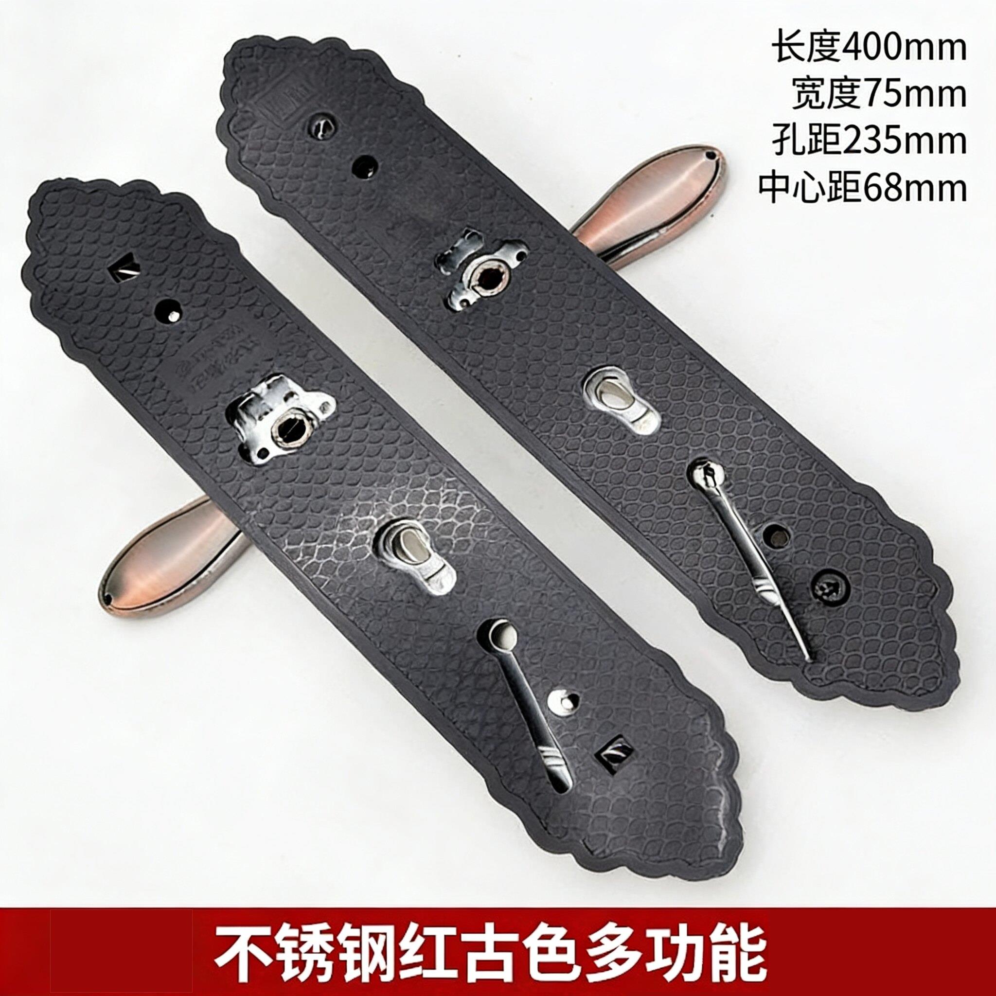防盗门锁多用功别墅不锈钢红古铜色拉手双门NLN对开门能面开板入