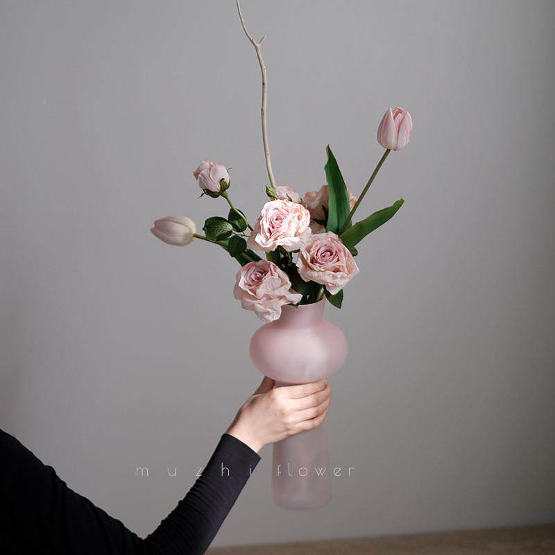 粉QXC色佳人彷摆真花客厅设轻奢高餐桌件花假花家居插花摆花艺装