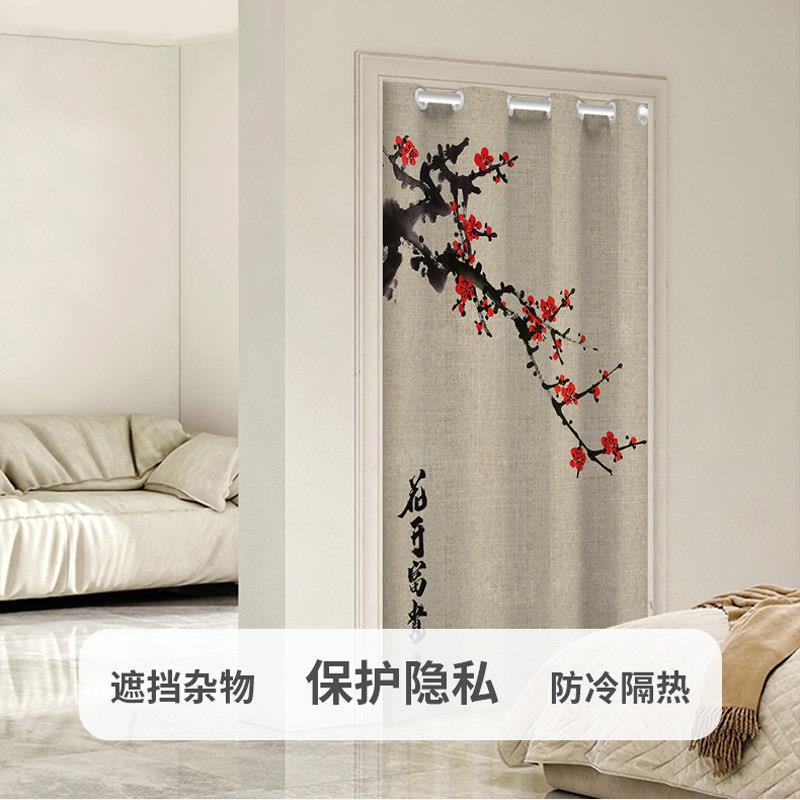 中式古门zscml03隔帘中国风覆禅意断窗屏挂风布遮挡玄关空调帘子