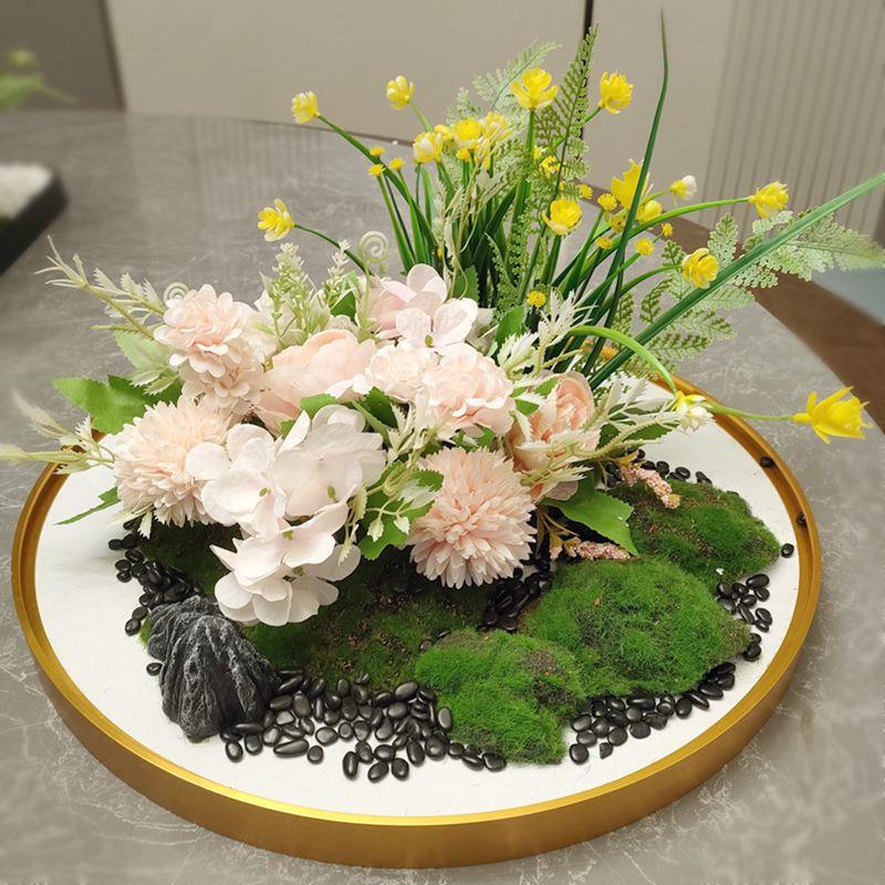 酒盘餐桌店中间FGI摆花动转插花装饰品电饭店饭厅圆桌微景观摆台