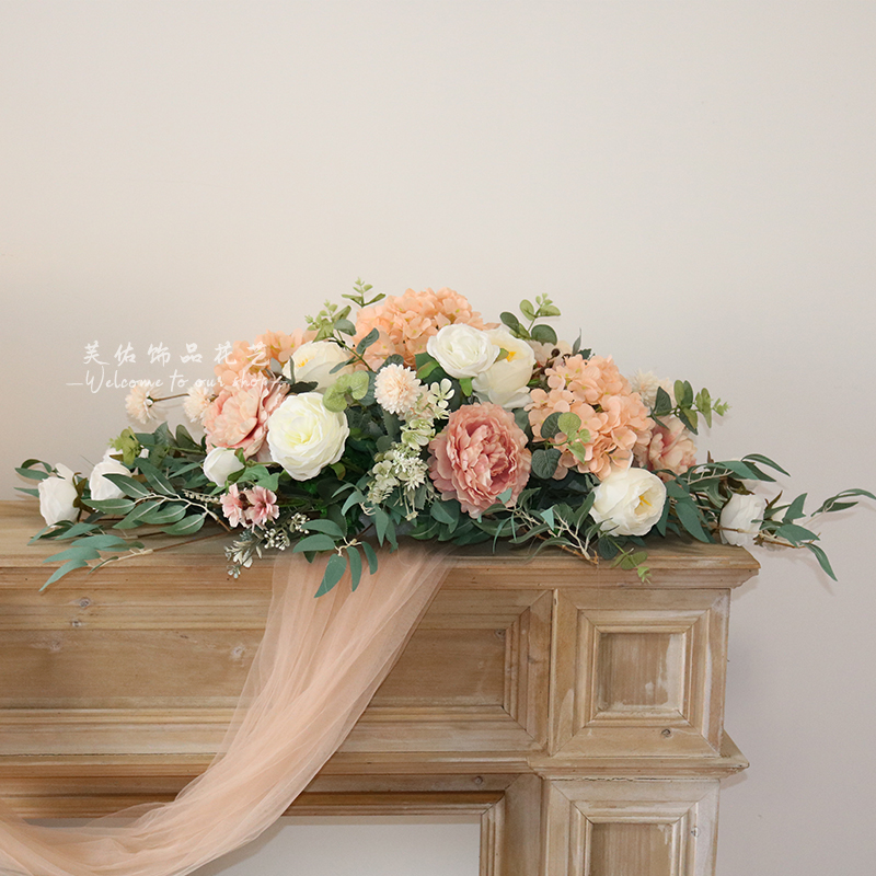 仿真台花绢花假花办公室桌面接待酒店长形餐桌会议桌摆花布置装饰