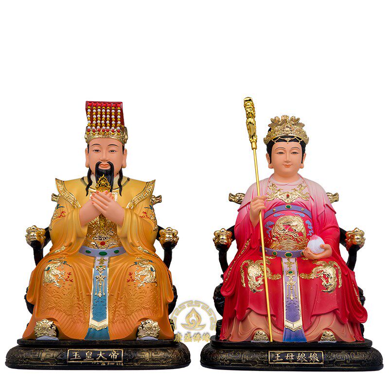 玉皇大帝王母娘娘神像树脂富贵彩新款玉帝王母桌面工艺品