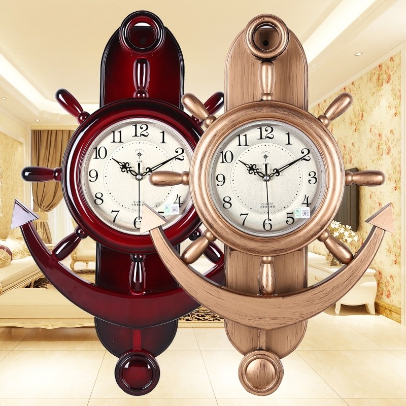 北极星静音船舵挂钟时尚创意个性摇摆钟表家用大气欧式石英钟,家居饰品,挂钟,淘宝优惠券,粉丝福利购,淘宝优惠卷