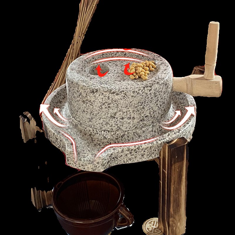 石磨家用石磨麻石石磨小型复古幼儿园手动推磨老式麻麻石石墨磨子