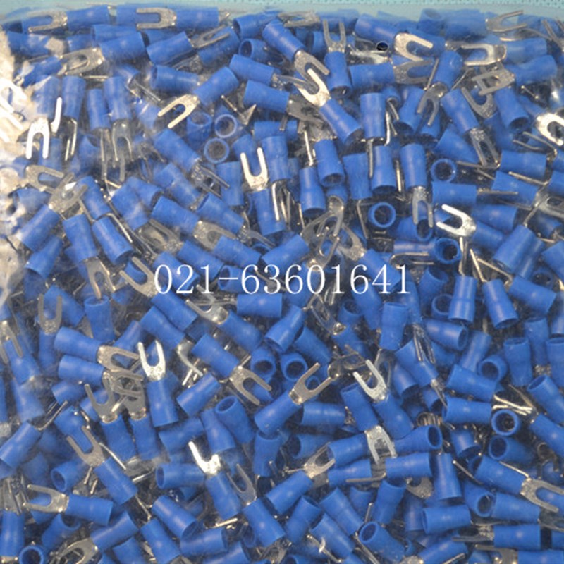 紫铜0.6厚SV引进预绝缘叉型冷压接线端头SV2-3 Y型接线端子1000只