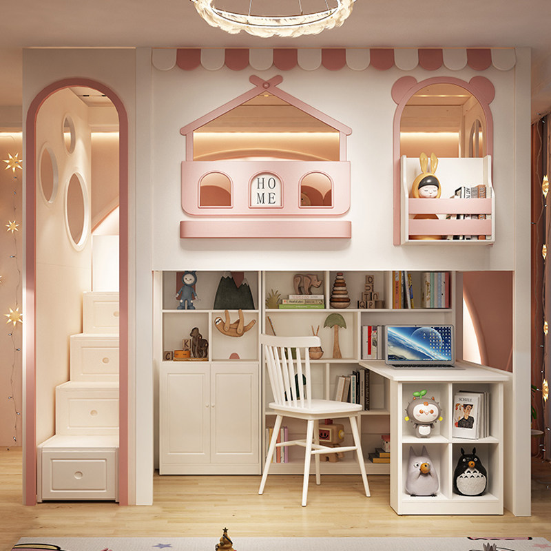 儿童床全实木上床下桌一体二层树屋床带拱门省空间上下床,住宅家具,高低/子母床,淘宝优惠券,粉丝福利购,淘宝优惠卷