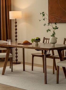 IZO米卓北美餐椅 实木餐椅 皮椅子中古风餐桌椅