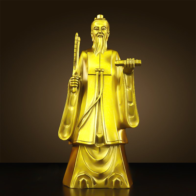 纯黄铜姜太公钓鱼摆件鱼缸姜子牙铜像姜太公在此百无禁忌家居饰品