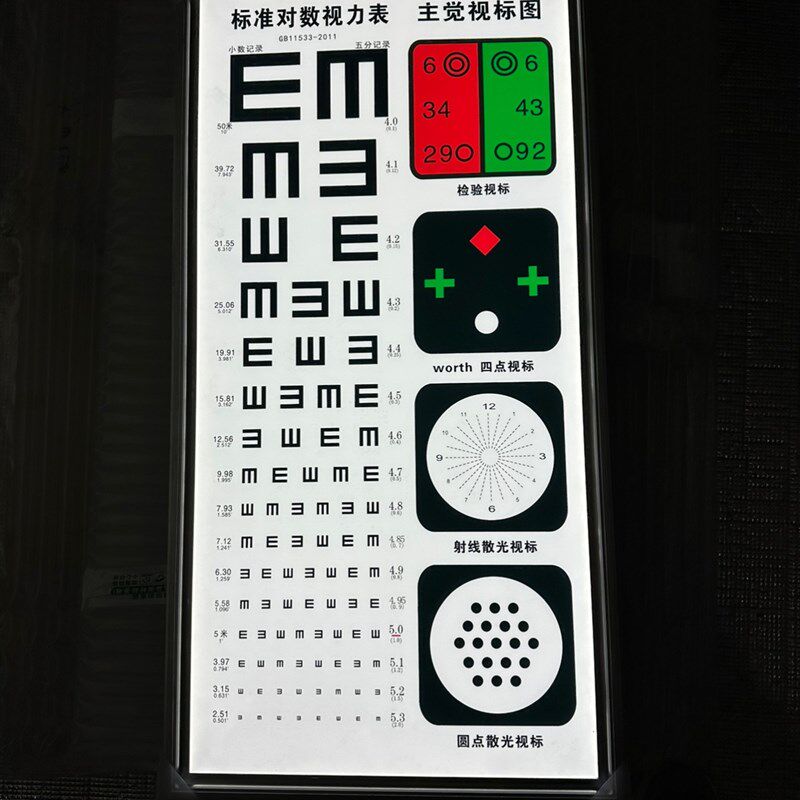 亚辉标准对数超薄LED铝合金5米多功能灯箱视力表.7 .9E视标