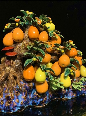 石湾公仔陶瓷枇杷创意家居客厅博古架电视柜饰品摆件植物工艺礼品