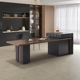 极简岩板岛台餐桌一体家用可伸缩2024新款 意式 轻奢多功能岛台餐桌