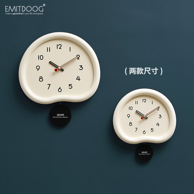 EMITDOOG免打孔现代简约创意钟表挂钟客厅艺术大气摇摆时钟装饰墙