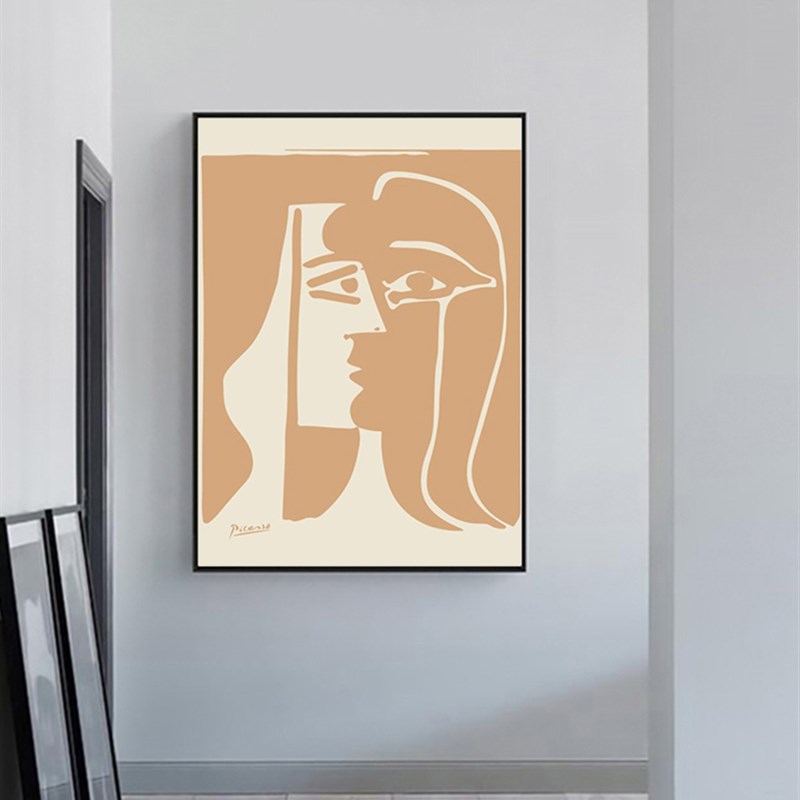 人物极简线条复古装饰画现代客厅沙发背景墙橱柜样板挂画抽象