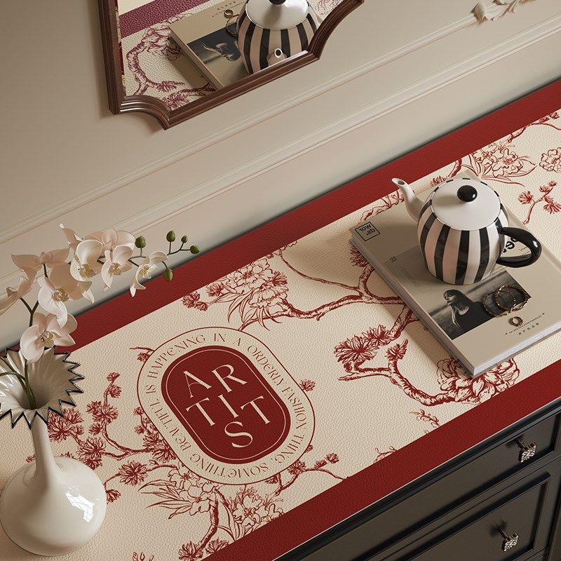 疏影法式中古风皮革电视柜餐边柜垫台面桌垫免洗防水防尘软垫子,居家布艺,桌布,淘宝优惠券,粉丝福利购,淘宝优惠卷