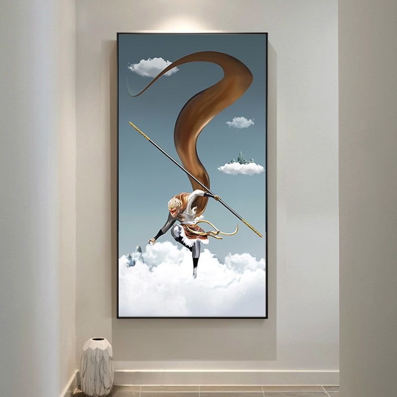 玄关装饰画大圣归来孙悟空斗战神佛过道壁画齐天大圣立体晶瓷墙画图片
