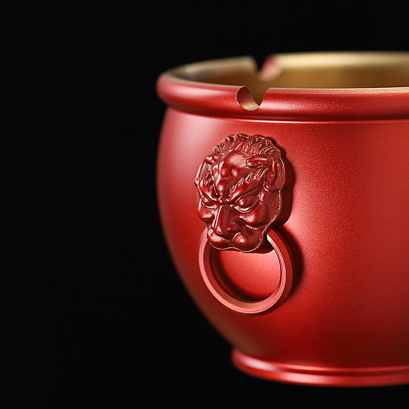 黄铜狮首烟灰缸带盖复古创意办公室防飞灰烟缸欧式烟灰缸