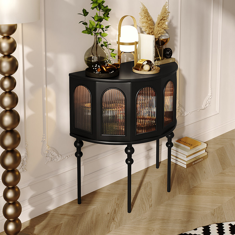 法式奶油风玄关柜入户进门门厅柜客厅靠墙置边柜带灯实木半圆玄关,住宅家具,门厅/玄关柜/玄关架,淘宝优惠券,粉丝福利购,淘宝优惠卷