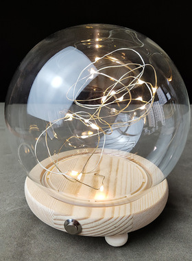 发光永生花玻璃罩侧面关带灯密封胶圈卡扣防尘罩展示盒