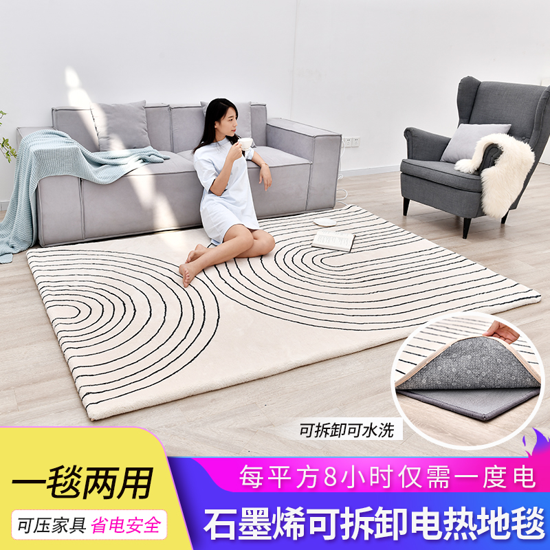 可拆卸水洗机洗石墨烯电热地毯家用客厅地暖垫地热垫电加热电热毯