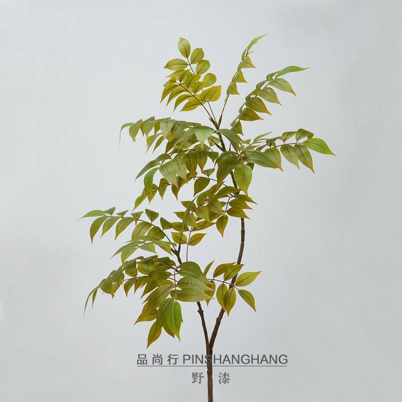 仿真枝叶单双头漆木香椿树紫腾叶手感枝叶仿真花仿真绿植单支直销