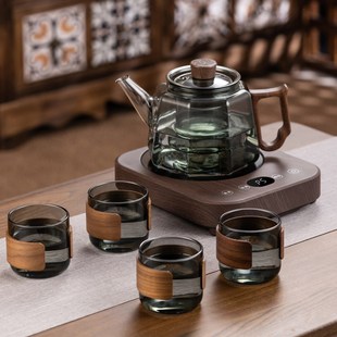 电陶炉煮茶器电陶炉小型家用D泡茶壶玻璃耐高温茶具煮茶壶 新款