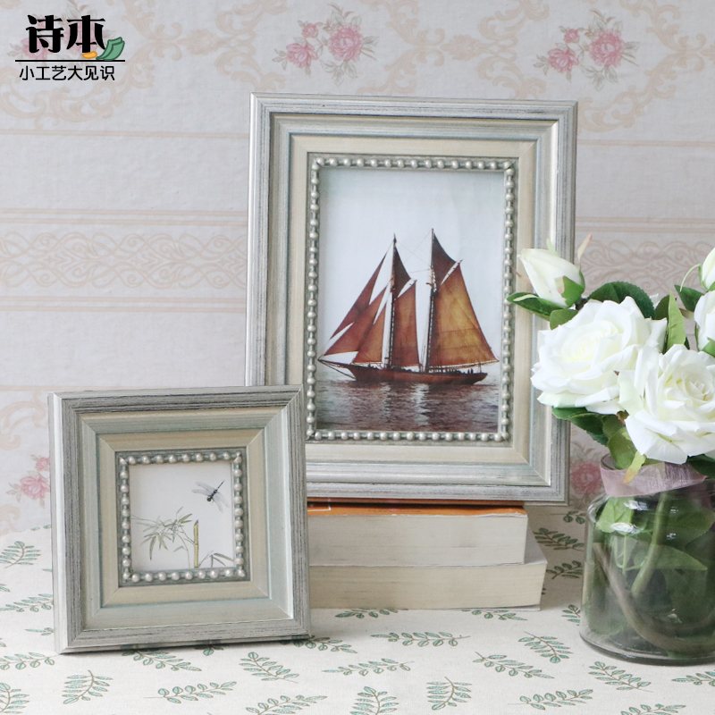 诗本复古怀旧实木相框摆台 5  7 8 10寸挂墙装裱画框定制