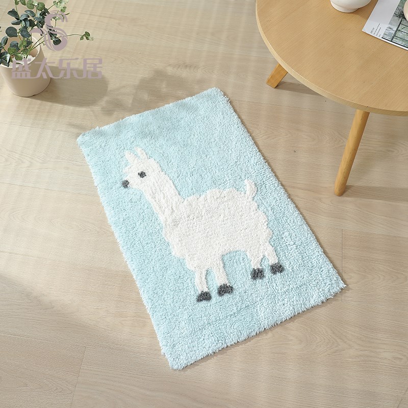 羊驼全棉手工地垫卧室床边地毯吸尘防滑卫生间门垫洗手台浴室吸水