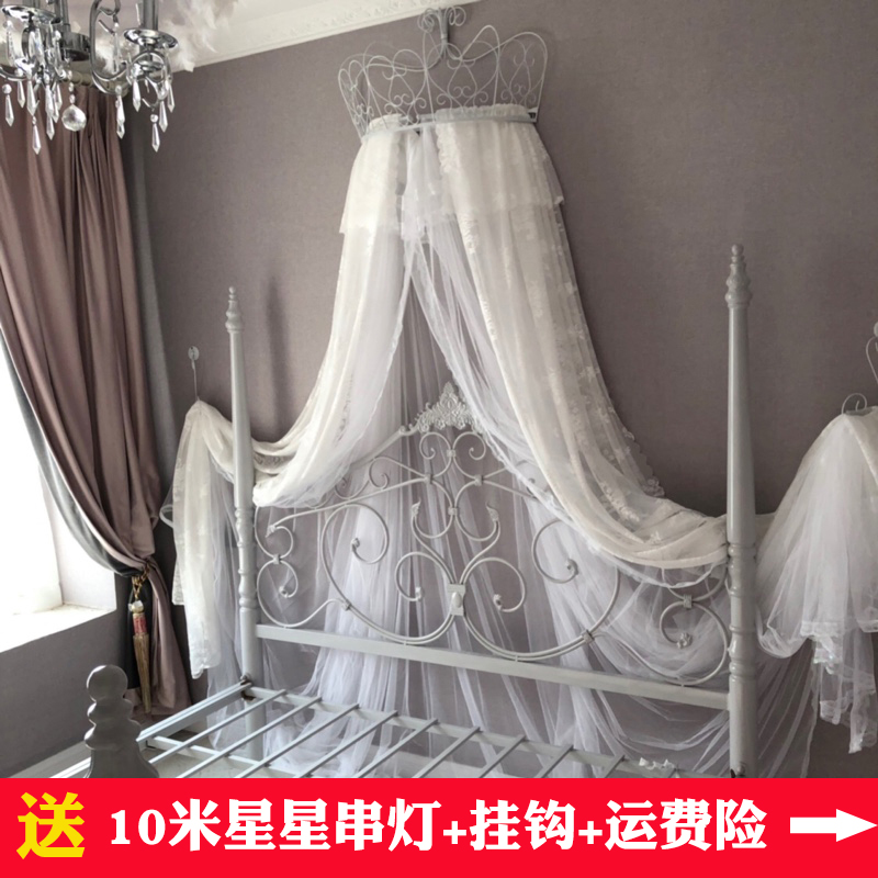 床幔欧式公主韩式结婚儿童圆顶不锈钢落地纱床幔架蚊帐公主床头帘