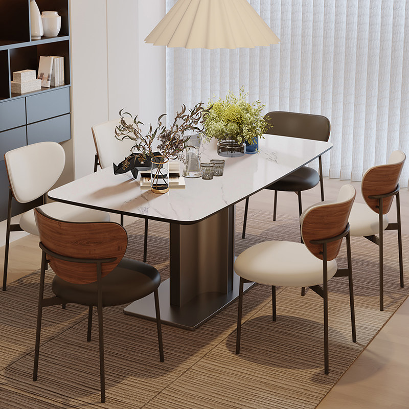 意式黑色哑光岩板餐桌椅复古侘寂风家用现代小户型长方形,住宅家具,岩板餐桌,淘宝优惠券,粉丝福利购,淘宝优惠卷