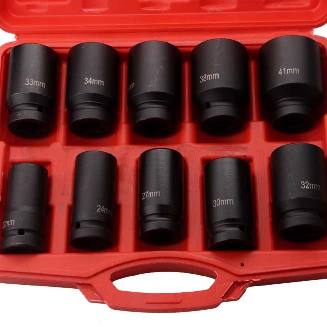 3/4风炮套筒套装 五金汽修工具组合10pc气动套筒扳手黑色