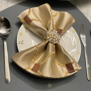 酒店折花口布花西餐厅样板间摆台家用方巾垫布 餐巾餐扣环轻奢欧式