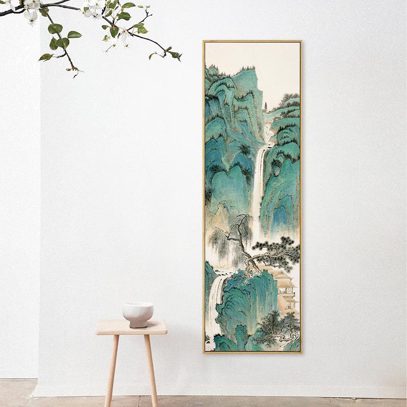 玄关竖版山水挂画中式20062841古水韵装饰画古代名家山国新茶室玄