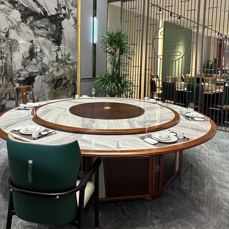 酒店餐桌大圆桌包间新餐桌饭店商用端具