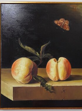 美院画师纯手绘油画級感装饰画丙烯挂画侘寂风