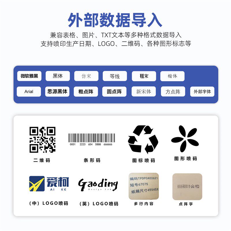 爱柯台面式在线一体生产日期汉字数字英文符号图片