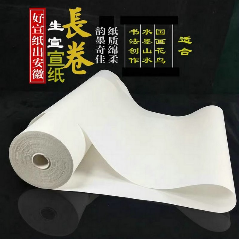 安徽生宣水墨长卷宣国画写意鸟山水画创作初学者毛笔书法练字半生