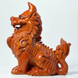 梨木雕瑞兽獬豸律师法务法官办公室桌面装饰品红木商务礼品